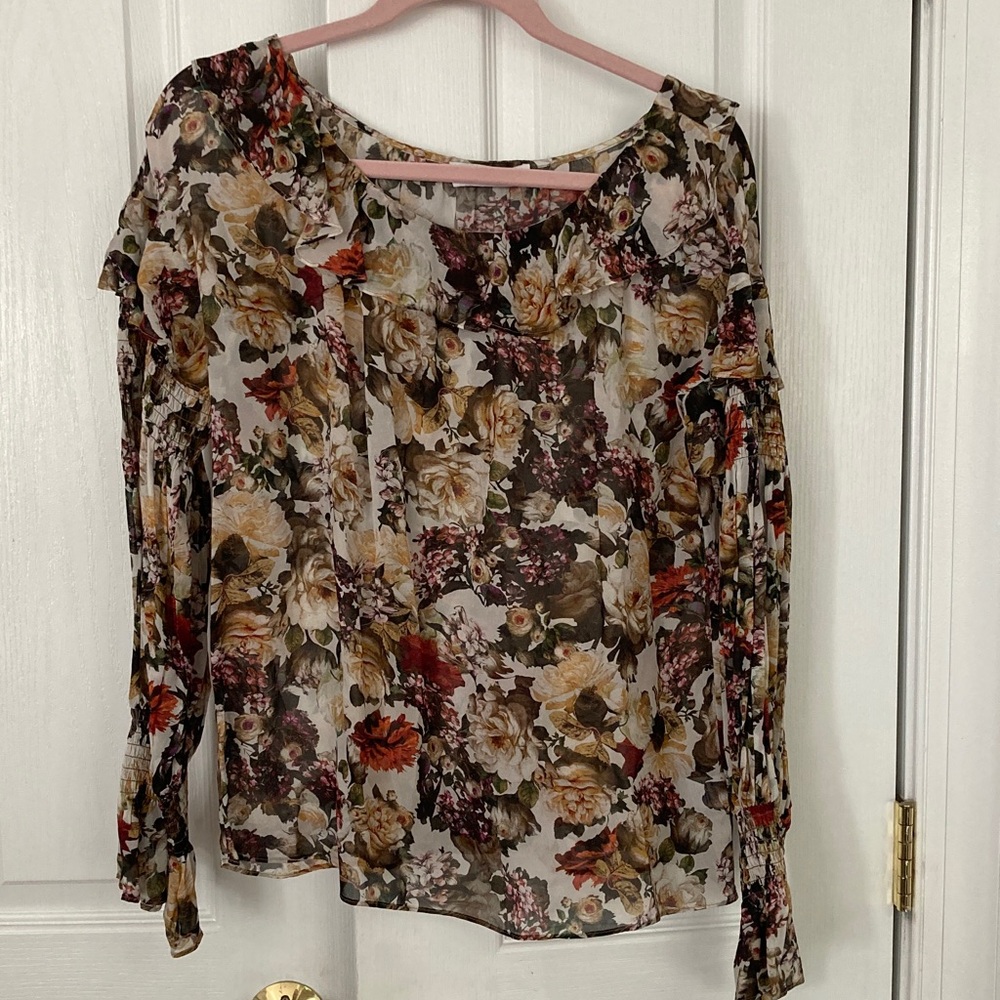 Bailey 44 Once Upon A Floral Ruffle Blouse Size L